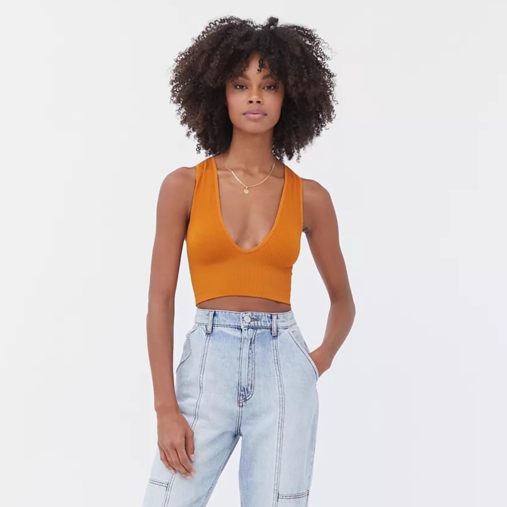 Out From Under DEEP GREEN Plunge Crop Top NWOT